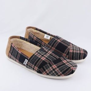 TOMS Classics Shearling Lined Plaid Excellent Cond